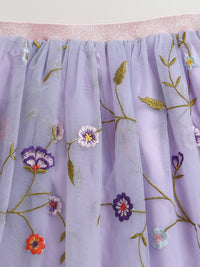 Lilac Embroidered Flared Skirt