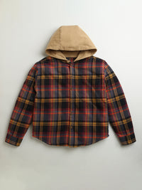 Red Black Beige Checkered Full Sleeve Hoodie