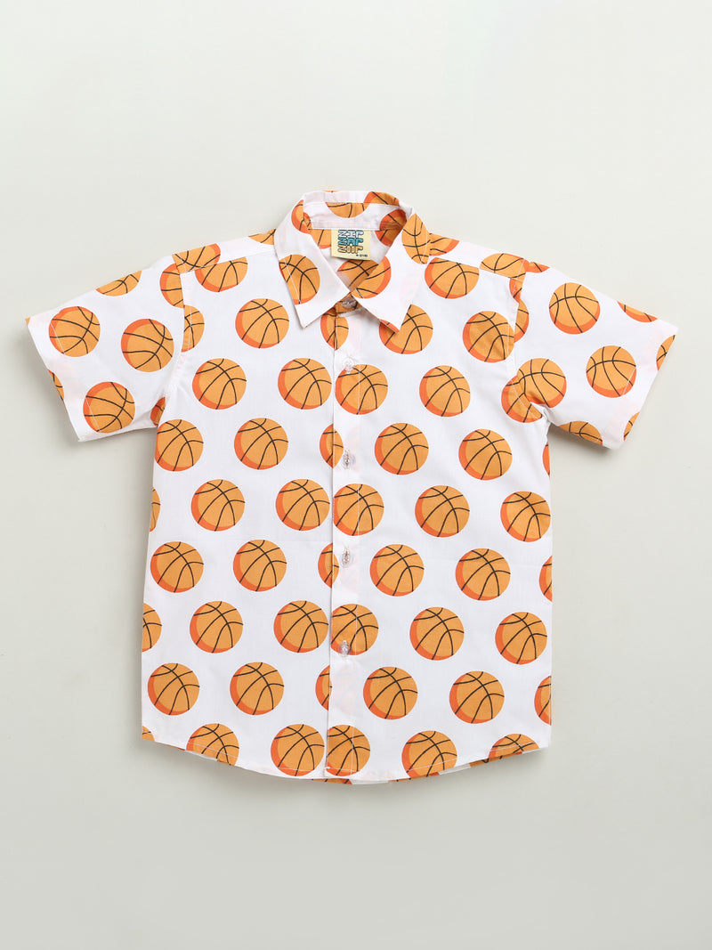 BOYS BASKETBALL PRINT SUMMER SHIRT