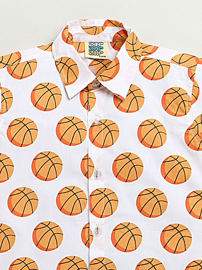 BOYS BASKETBALL PRINT SUMMER SHIRT