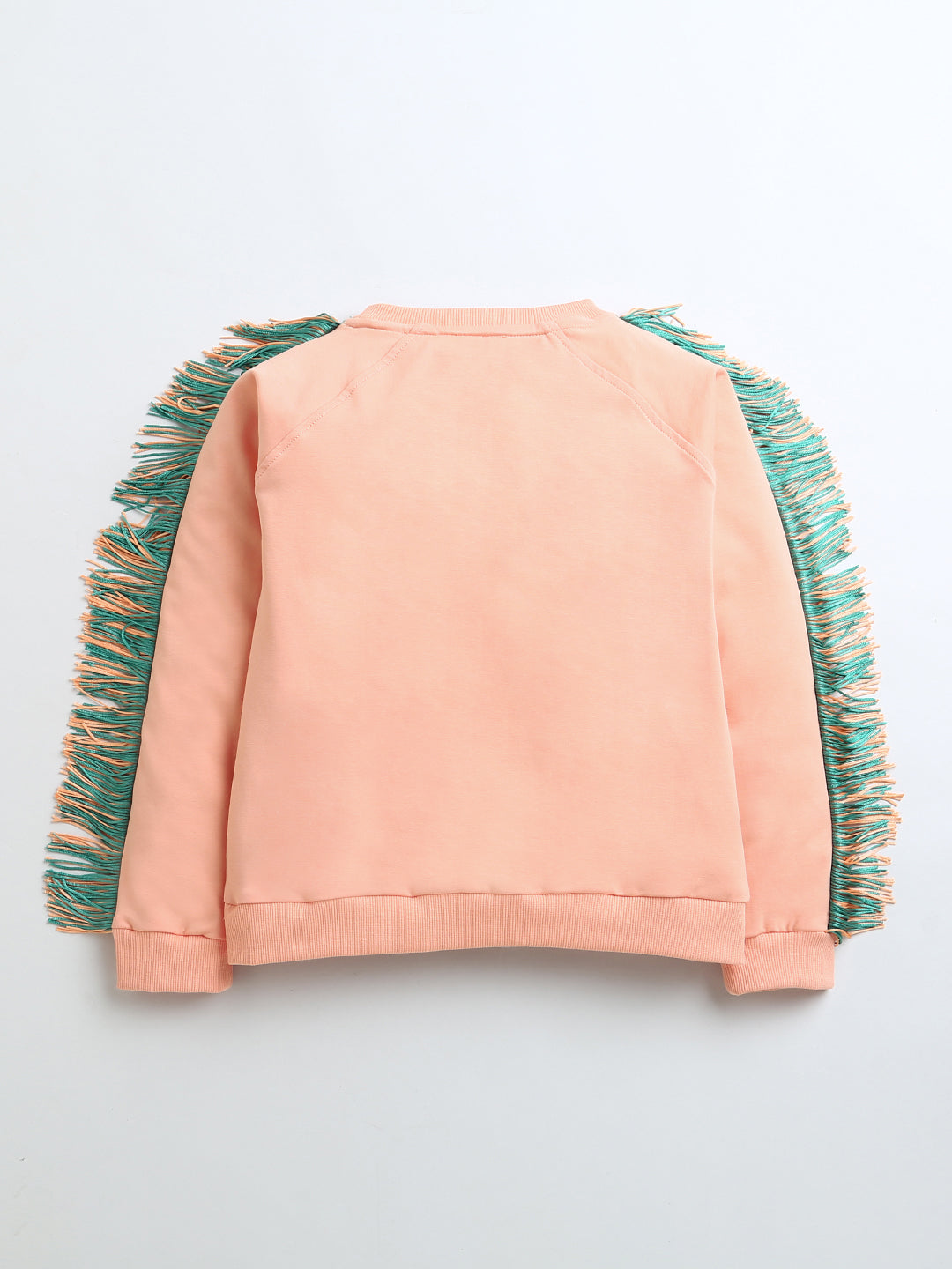 Peach Full Sleeve Fringes Star Print T-Shirt & Shorts