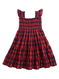 Red Black Checks Smock Girls Dress