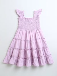 Pink Sleeveless Smocked Girls Dress