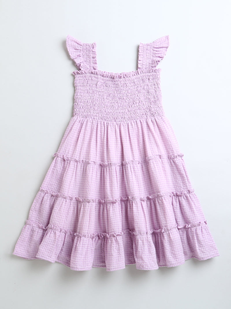 Pink Sleeveless Smocked Girls Dress