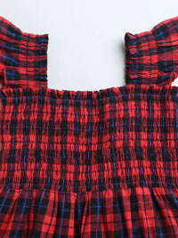 Red Black Checks Smock Girls Dress