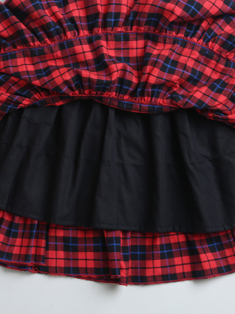 Red Black Checks Smock Girls Dress