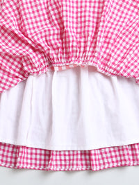 Pink Red Blue Smocked Sleeveless Girls Dress