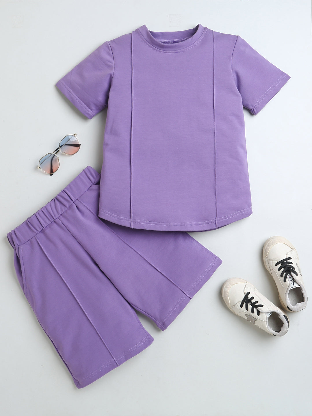 Purple Half Sleeve Boys Co-ord Set