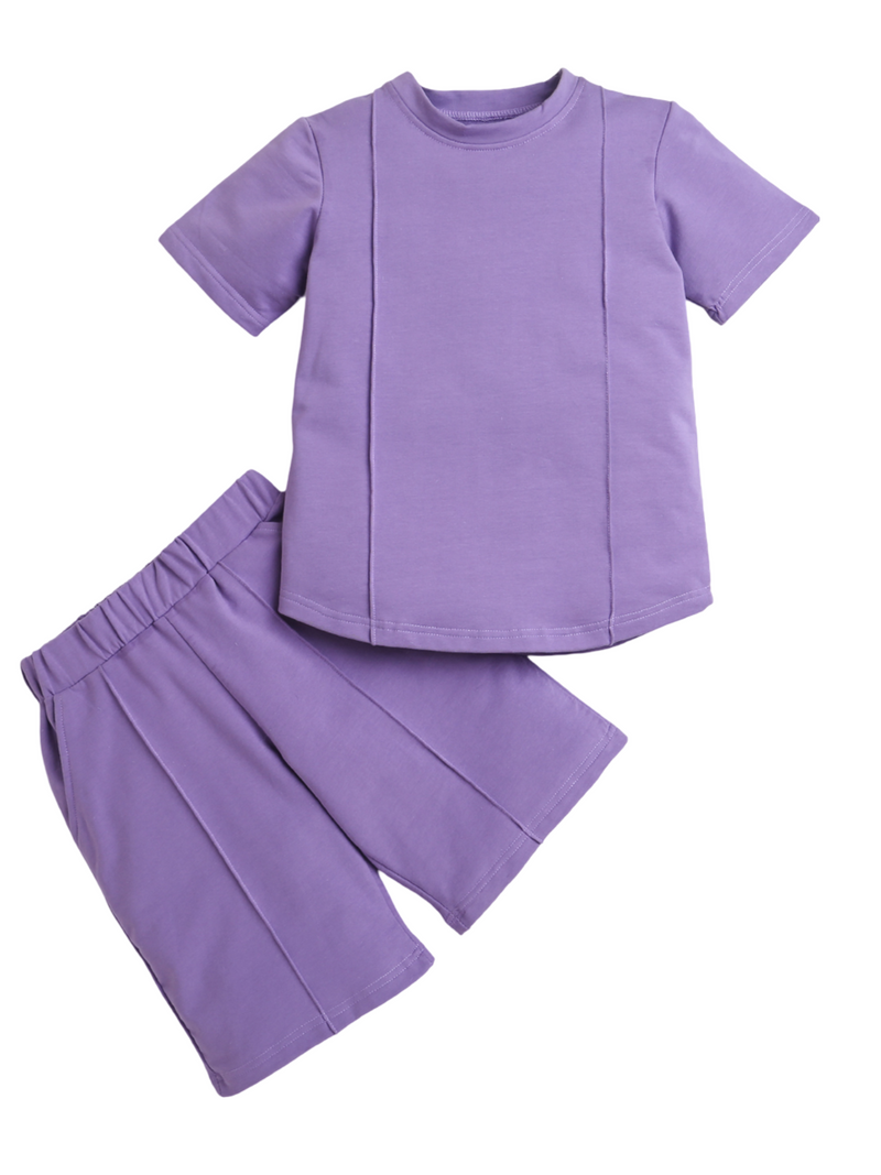 Purple Half Sleeve Boys Co-ord Set