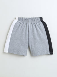 Grey White Black Half Sleeve T-shirt & Shorts Boys Co-ord Set