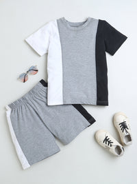 Grey White Black Half Sleeve Boys T-shirt