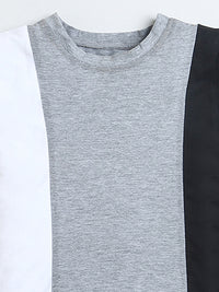 Grey White Black Half Sleeve Boys T-shirt