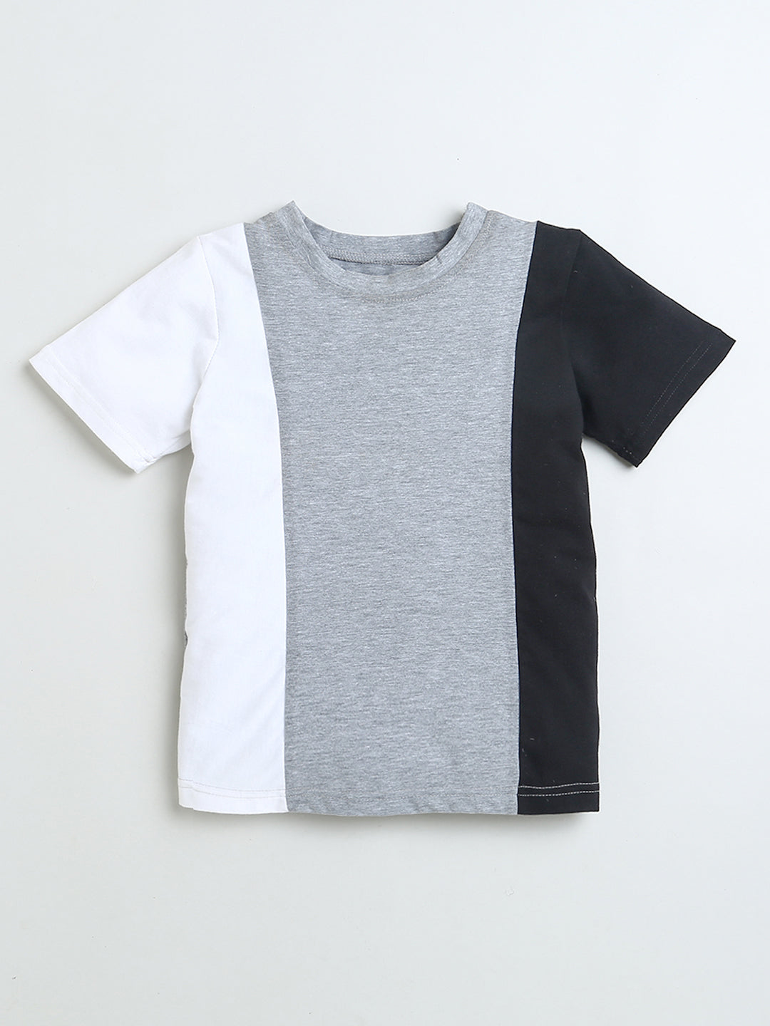 Grey White Black Half Sleeve T-shirt & Shorts Boys Co-ord Set