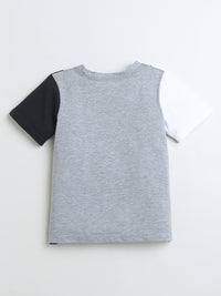 Grey White Black Half Sleeve T-shirt & Shorts Boys Co-ord Set