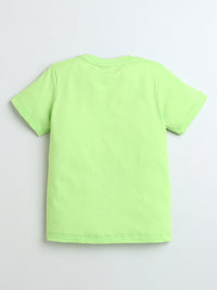 Neon Green Half Sleeve Hello Print T-shirt for Boys