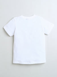 White Half Sleeve Hello Print T-Shirt for Boys