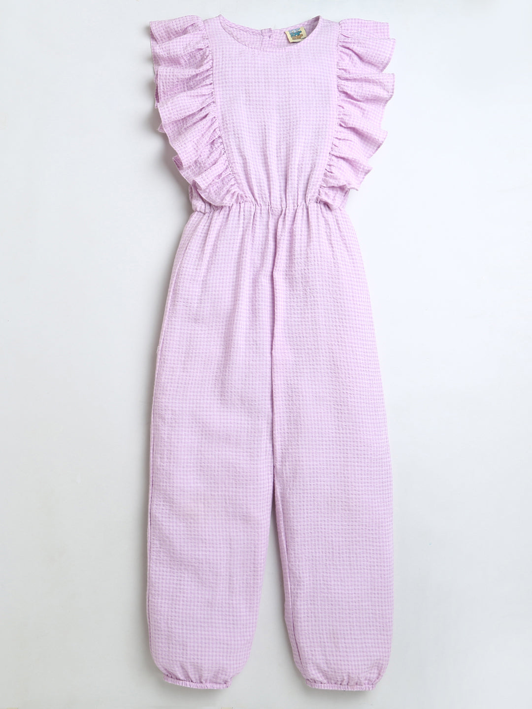 Pink Light Checks Sleeveless Jumpsuit