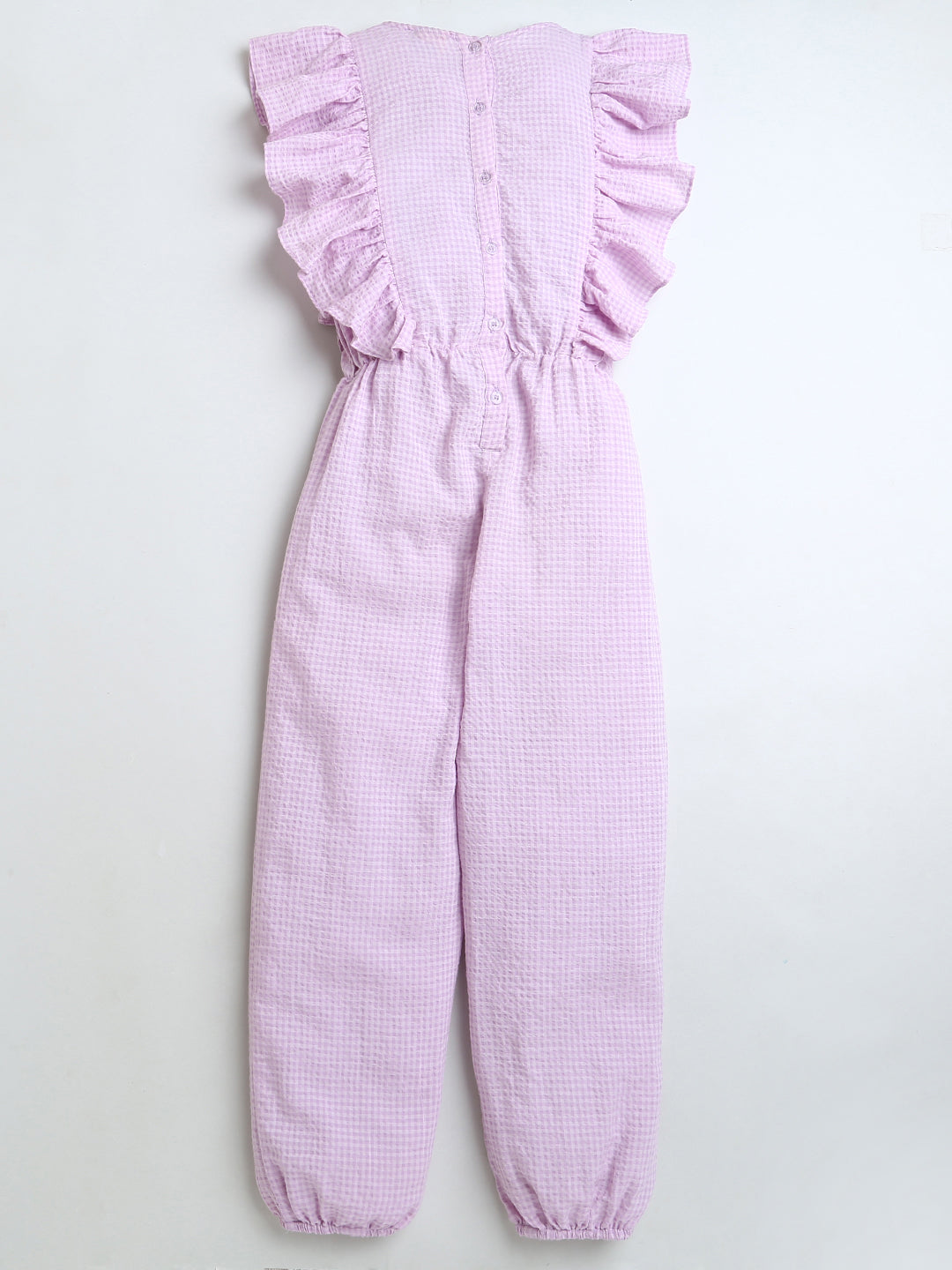 Pink Light Checks Sleeveless Jumpsuit