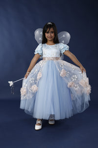 Sky Blue & Peach Ultimate Princess Look Party Gown