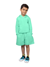 Mint Green Full Sleeve Hoodie & Shorts Boys Co-ord set