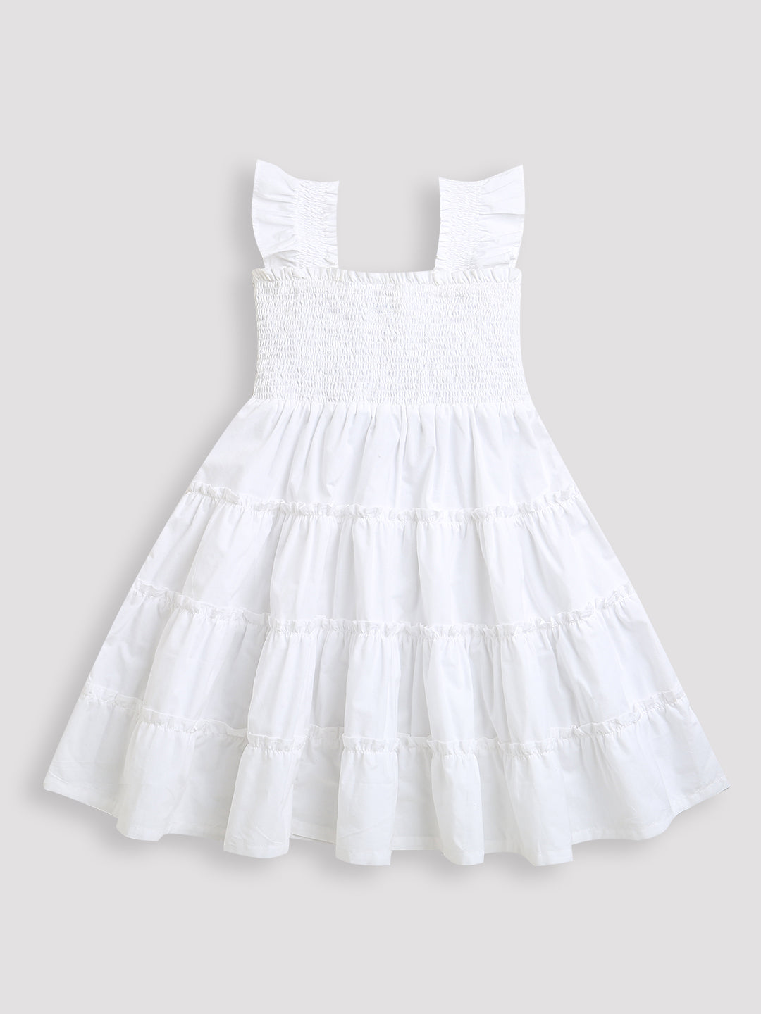 White Frill pattern Sleeveless Girls Dress