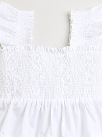 White Frill pattern Sleeveless Girls Dress