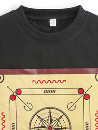 Black Carrom Print Half Sleeve Tshirts