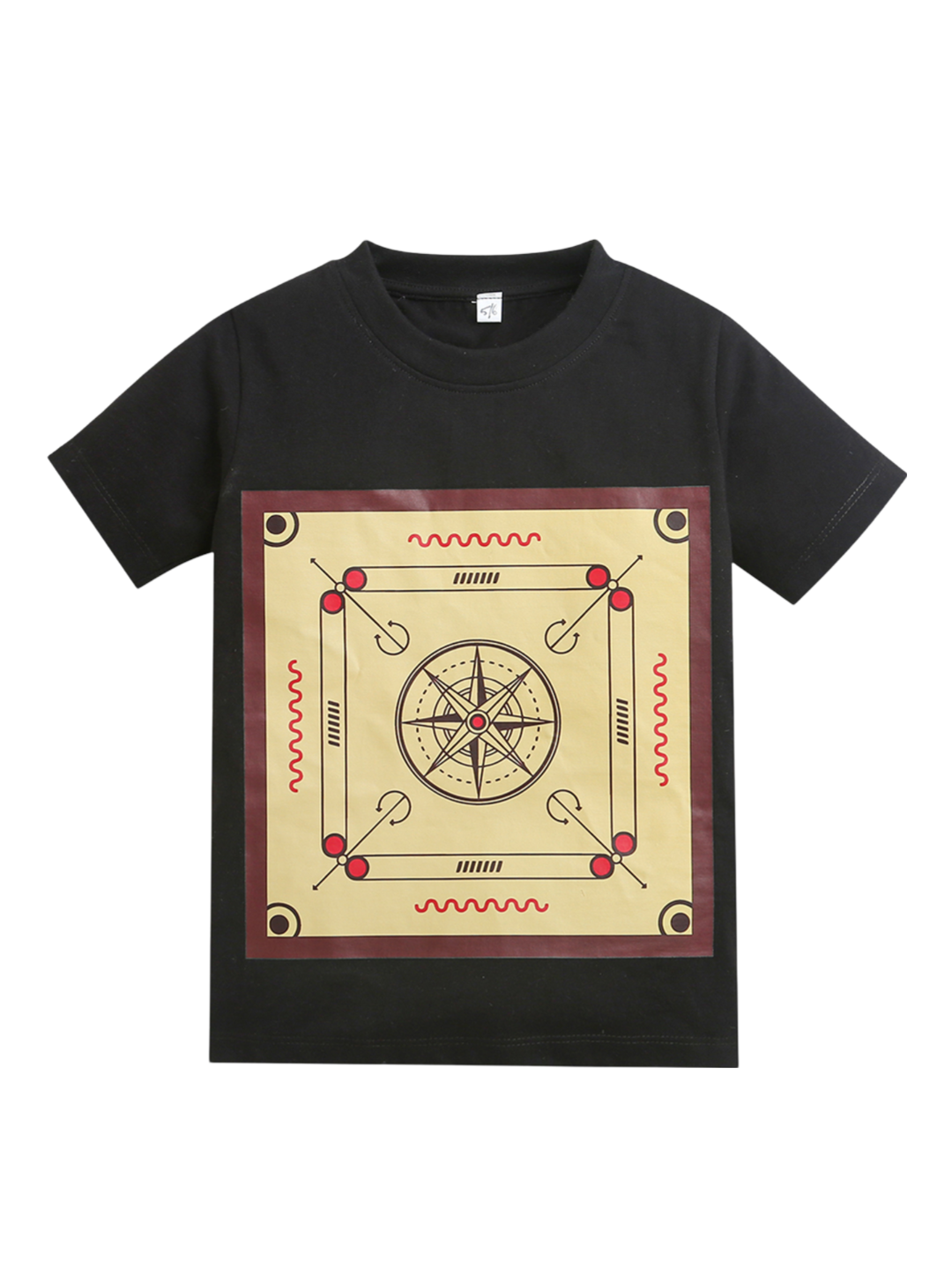 Black Carrom Print Half Sleeve Tshirts