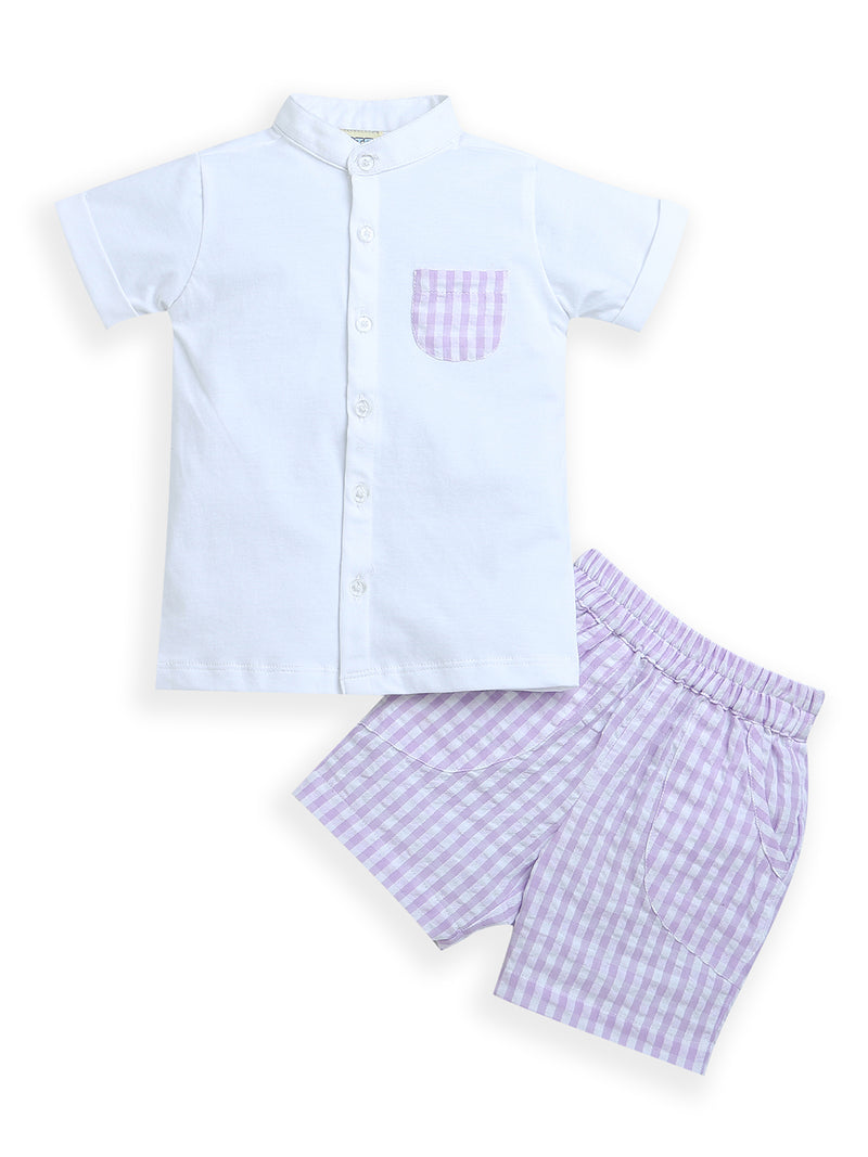 Lilac White Checks Pattern Co-ord Set