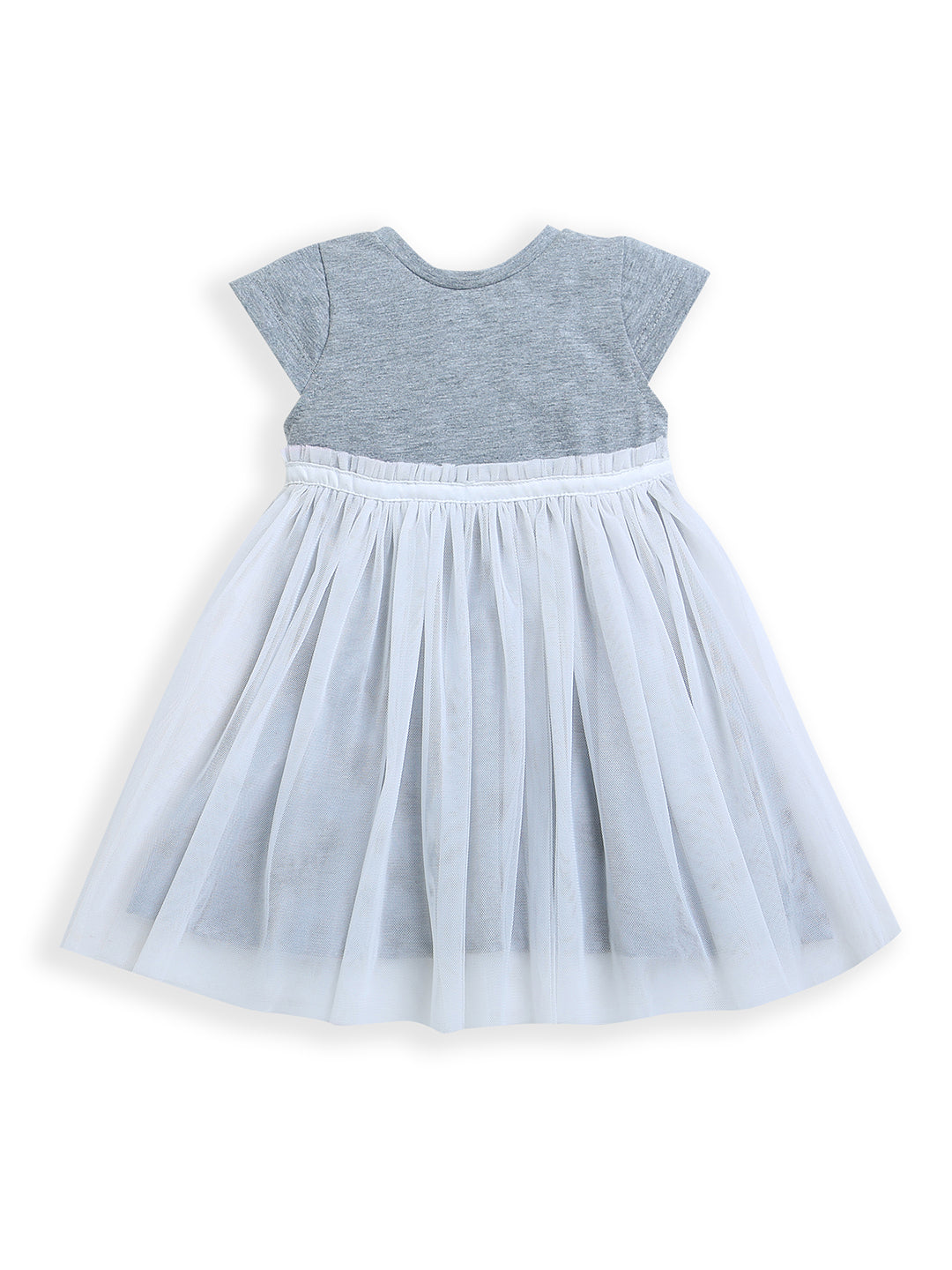 Grey & White Half Sleeve Baby Girl Dress