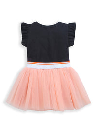 Black & Peach Short Sleeve Dress