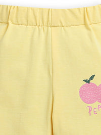 Yellow Half Sleeve Peach Print Baby Girl Matching Set