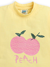 Yellow Half Sleeve Peach Print Baby Girl Top