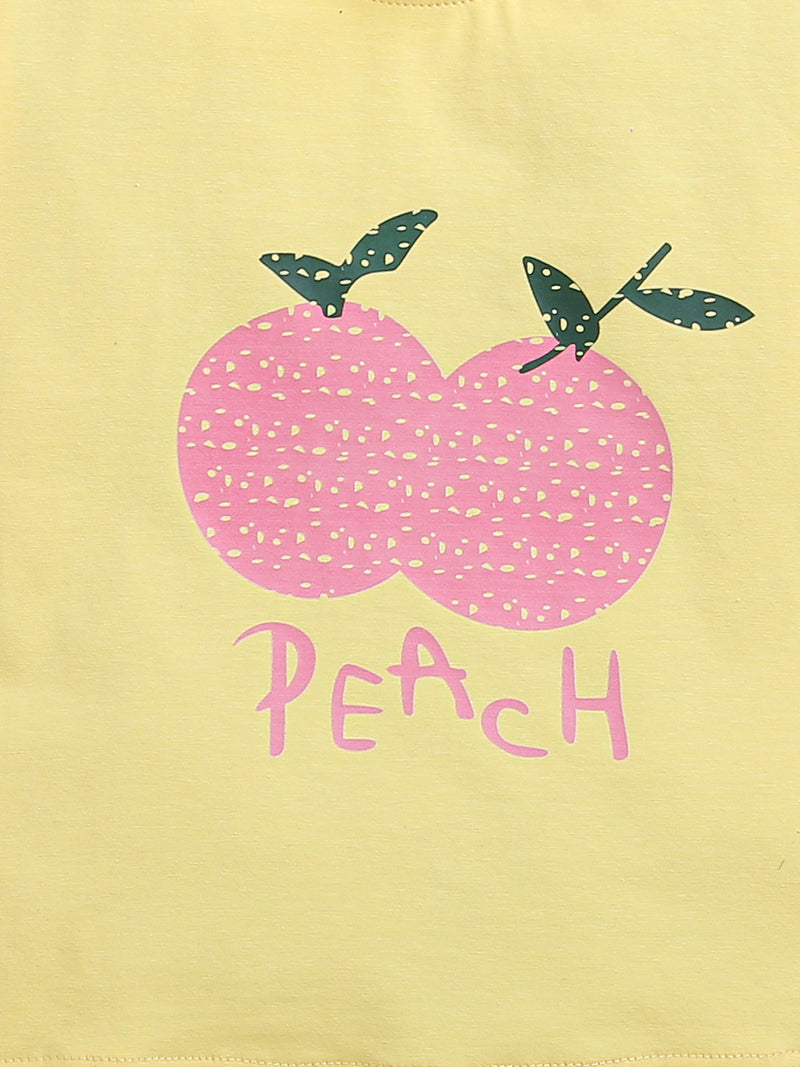 Yellow Half Sleeve Peach Print Baby Girl Top