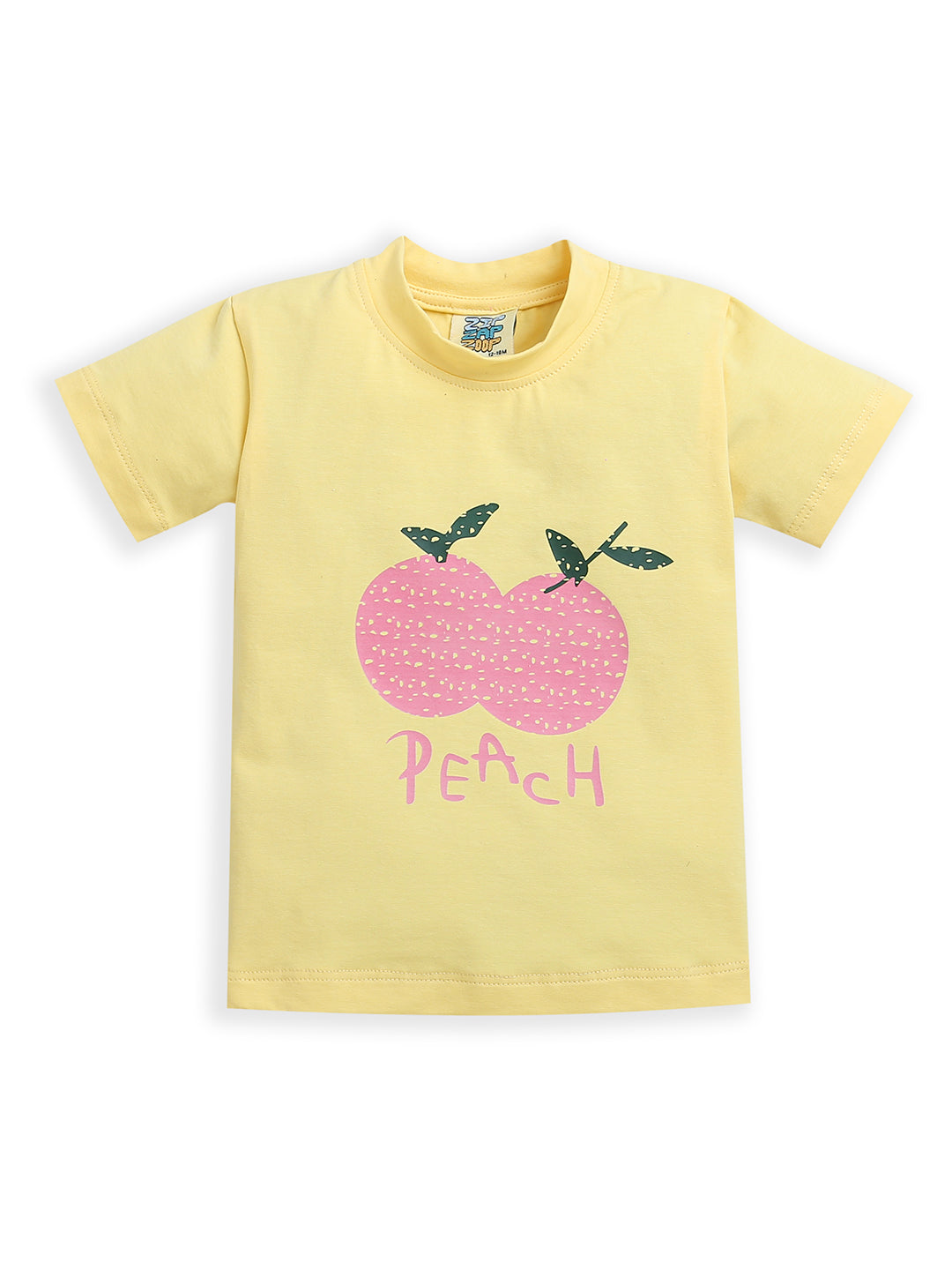 Yellow Half Sleeve Peach Print Baby Girl Matching Set