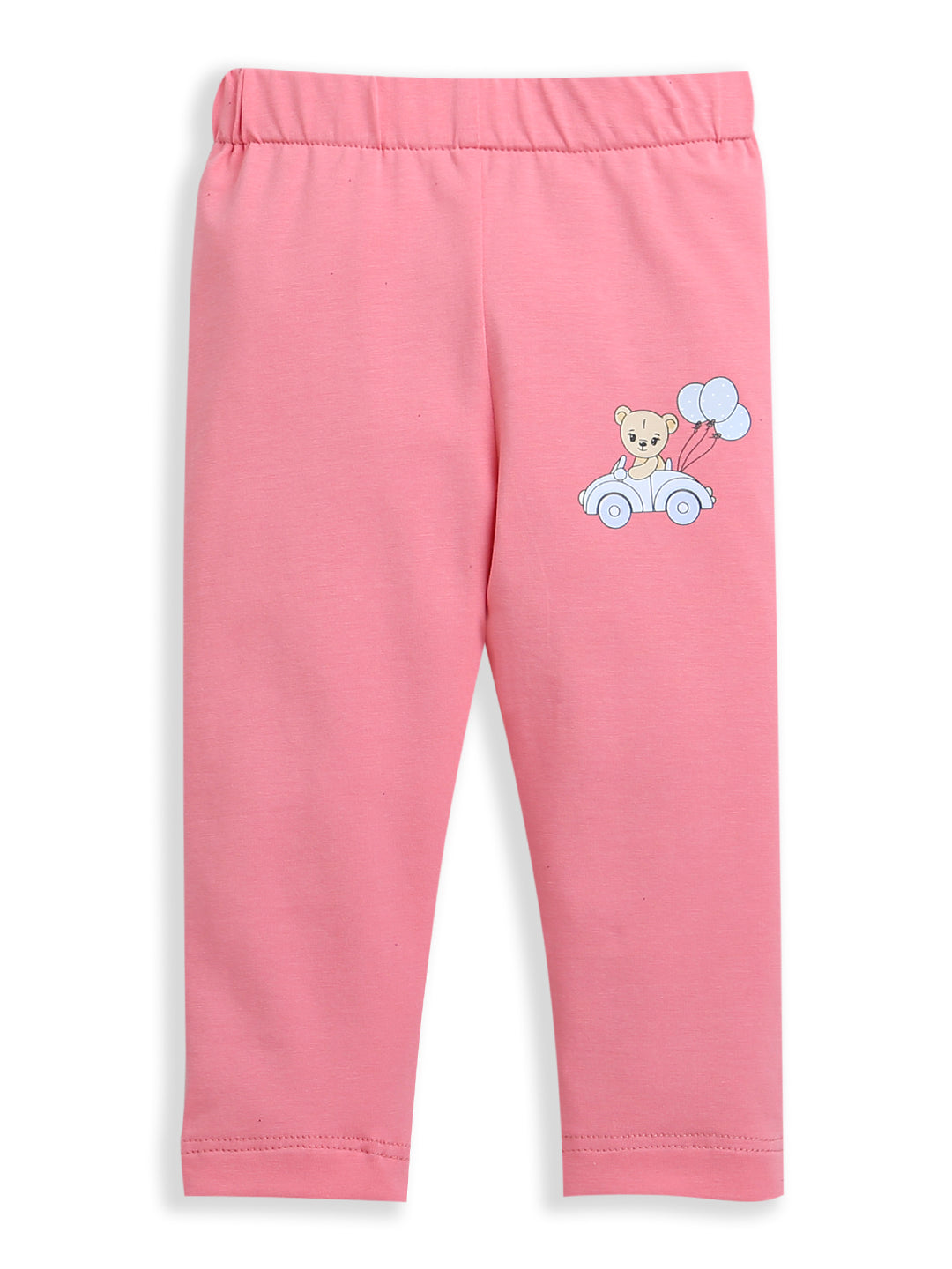 Pink Teddy & Car Print Baby Girl Legging