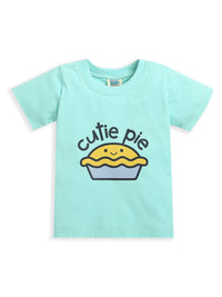 Light Green Cutie Pie Print Half Sleeve Baby Boy Cotton T-Shirt