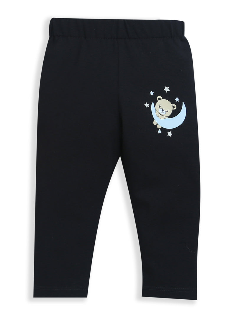 Black Teddy & Moon Print Baby Legging