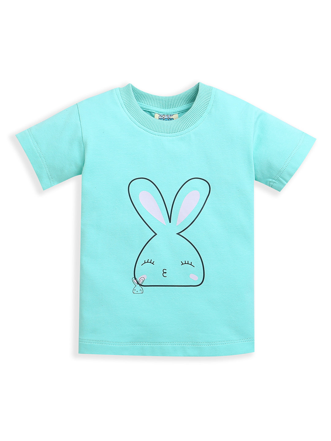 Light Blue Cute Rabbit Print Half Sleeve Baby Boy T-shirt