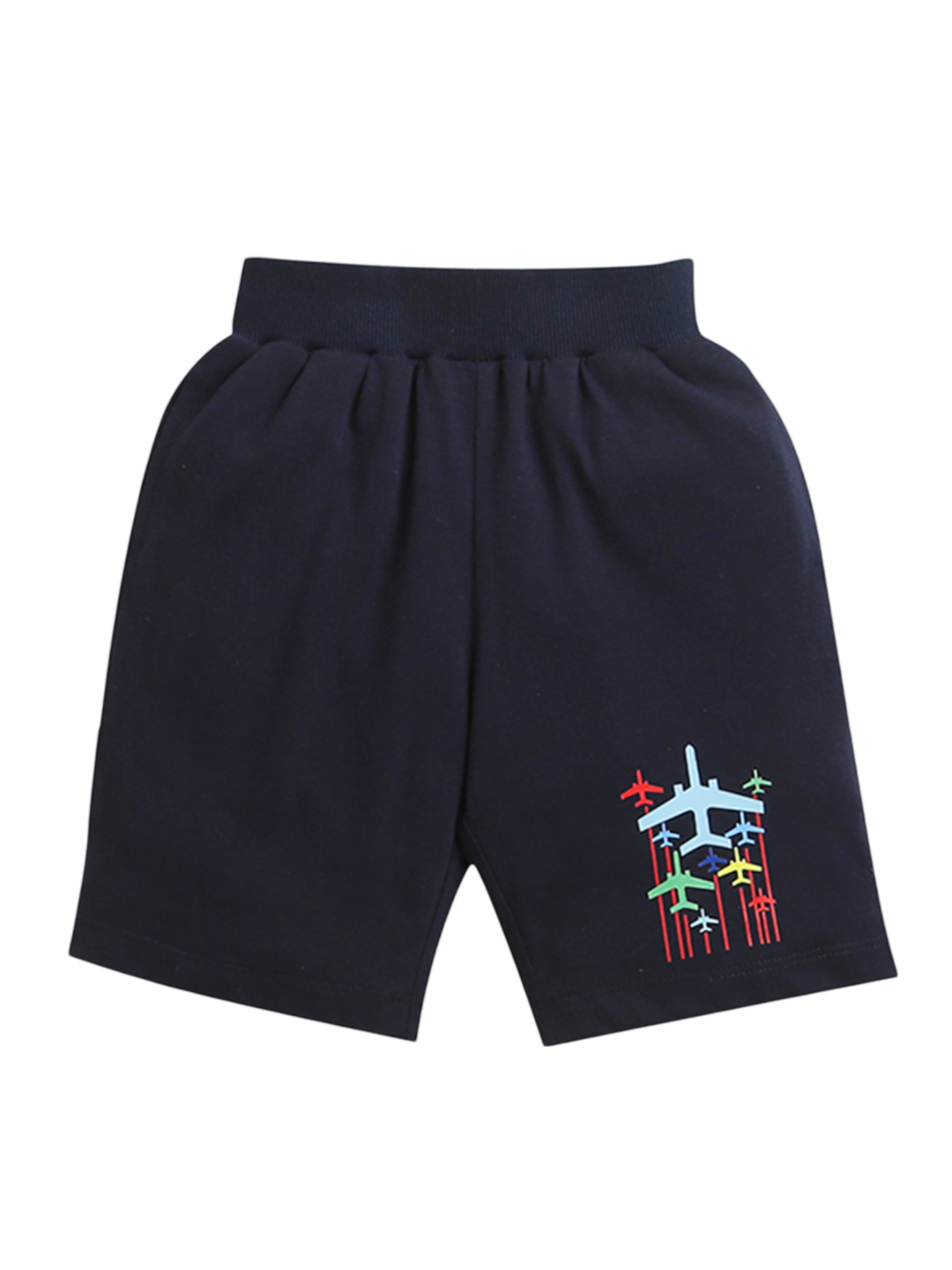 Black Flying Planes Print Shorts