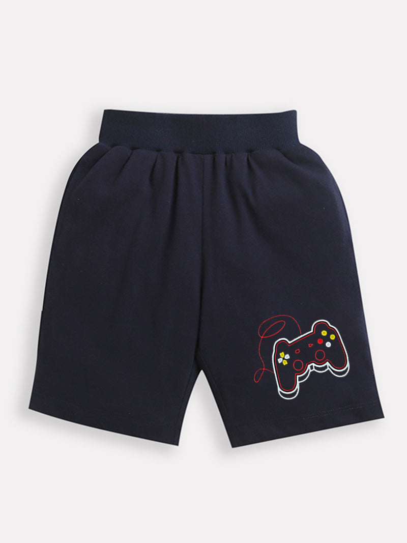 Navy Blue Video Game Print Boys Shorts