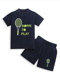 Pure Cotton Navy Blue Co-rd Tennis Racket Set