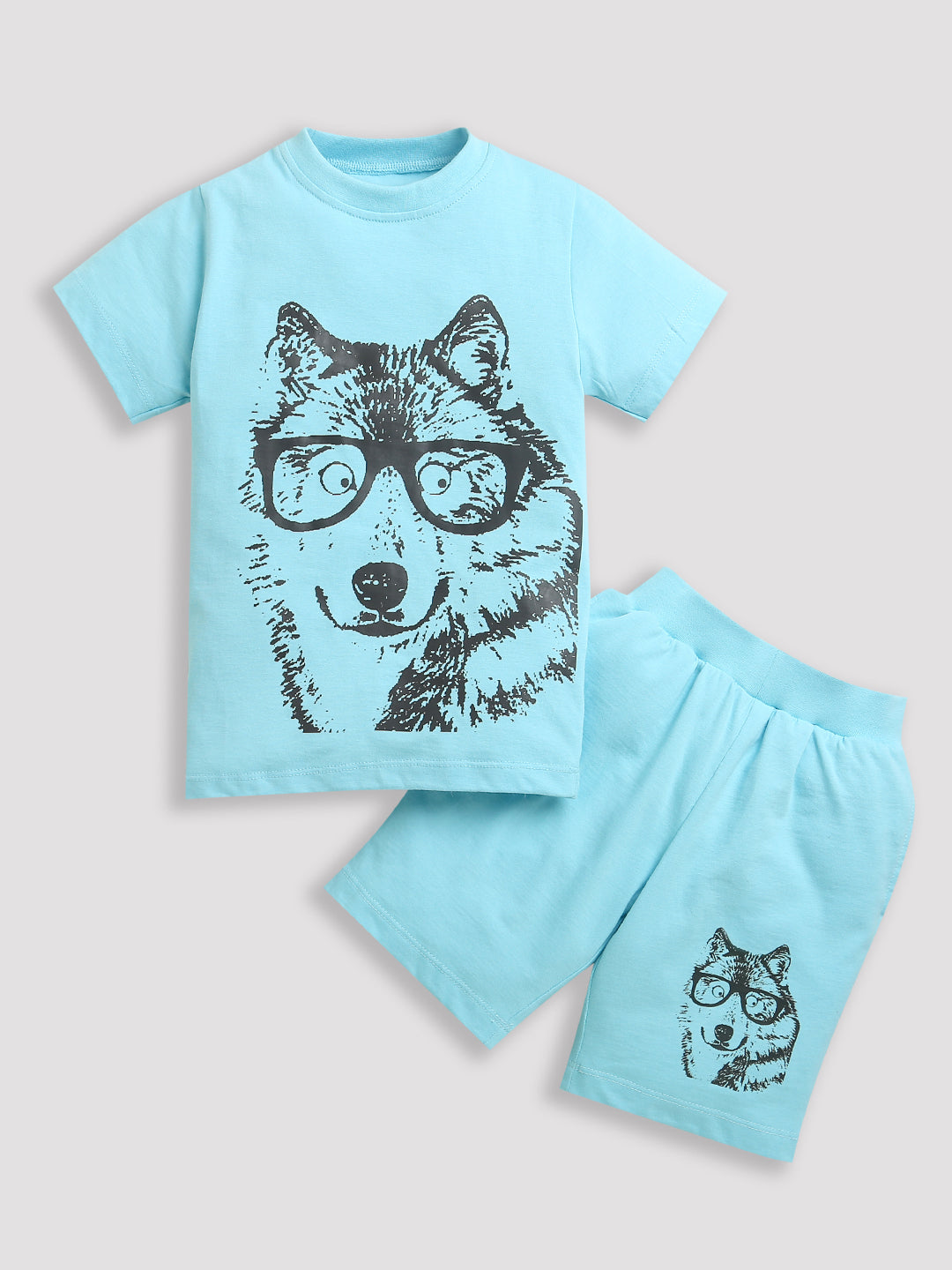 Pure Cotton Sky Blue Dog Print Co-ord Set