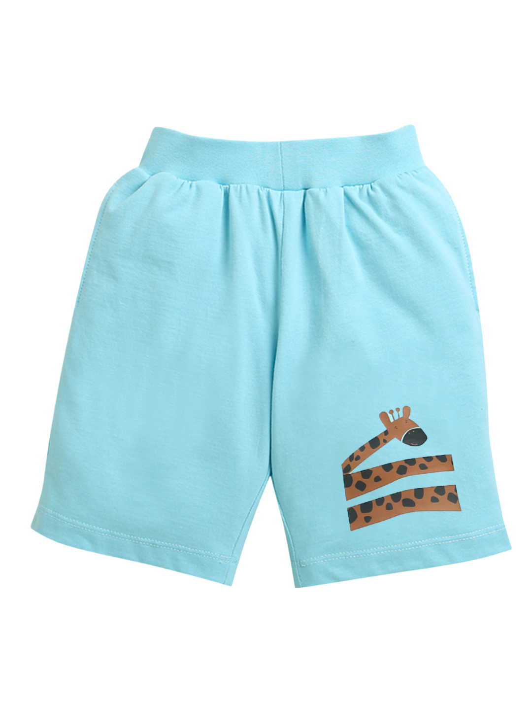 Sky Blue Giraffe Print Pure Cotton Boys Shorts