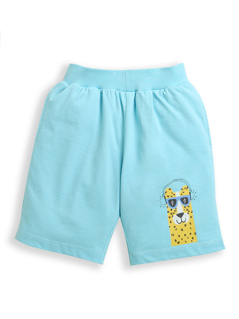 Pack of 2 Pink-Alligator Ball & Sky Blue-Llama Print Cotton Shorts