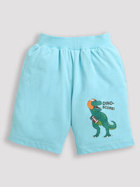 Sky Blue Dino-Score Print Boys Shorts