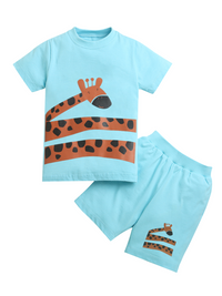 Pure Cotton Sky Blue Giraffe Print Co-ord Set