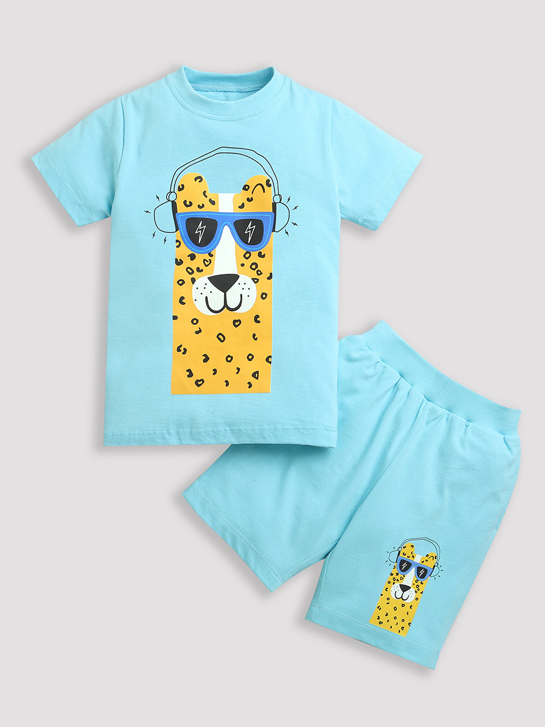 Pure Cotton Sky Blue Llama Print Co-rd Set