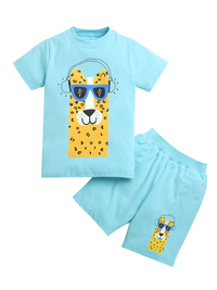 Pure Cotton Sky Blue Llama Print Co-rd Set