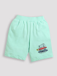 Mint Green Car print Boys Shorts